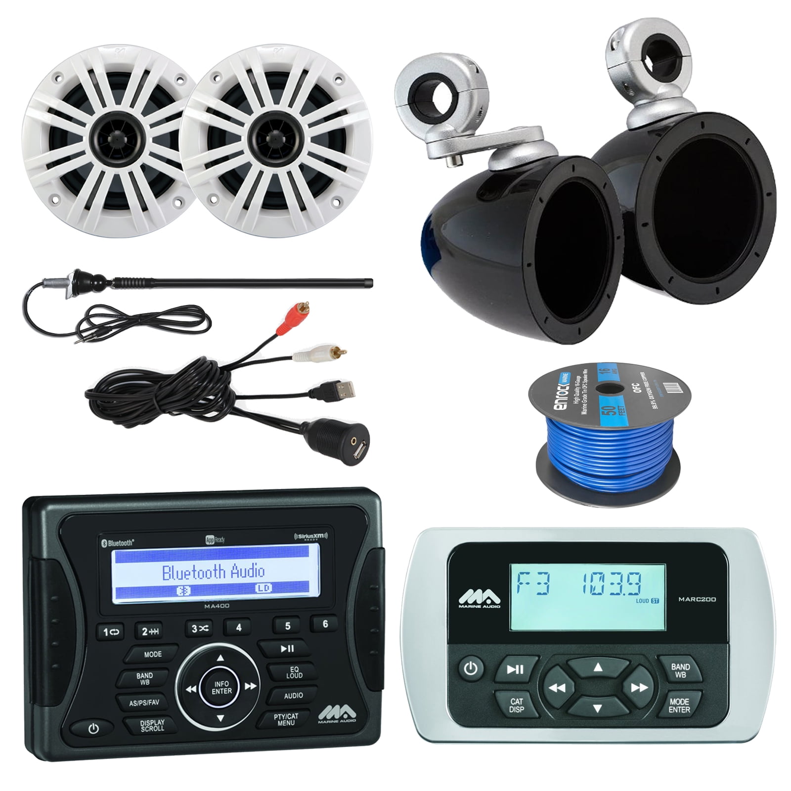 Jensen Marine Audio Bluetooth AUX USB SiriusXMReady Receiver, Wired