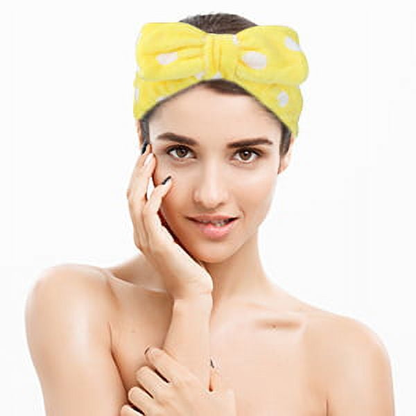 Soft Coral Fleece Spa Headband - 6 Pack Bow Hair Band for Women, Perfect  for Facial Makeup, Shower, and Washing Face