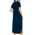 thumbnail image 4 of ylioge Short Sleeve Nightgowns for Women with Pockets Zipper-Up Pajama Dresses Ladies Casual Solid Crewneck Front Slit Homewear Sleepshirts, 4 of 7