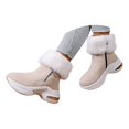thumbnail image 3 of LIJCC Women's Chunky Platform Winter Boots Suede Fluffy Booties Leisure Slip On Sneakers Thick Sole Shoes Warm Fur Lined Anti-slip Booties, 3 of 6