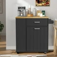 thumbnail image 3 of Glavbiku Rolling Kitchen Island Cart with Tilt-Out Trash Bin Cabinet & Drawer for Kitchen,Black, 3 of 16