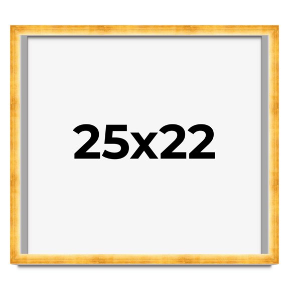 25x22 Shadow Box Frame Gold | 1.625 Inches Deep Real Wood Traditional Shadowbox Display Frame | UV