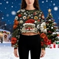 thumbnail image 4 of 3D Printed Cropped Christmas Sweatshirts for Women 2025 Pullover Loose Crewneck Long Sleeve Casual Xmas Holiday Tops, 4 of 6