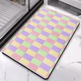 thumbnail image 4 of Machine-Washable Long Bath Mat - Checkered Bathroom Runner Rug, 20x32 inches, Non-Slip, Soft Microfiber, Water-Absorbent., 4 of 5
