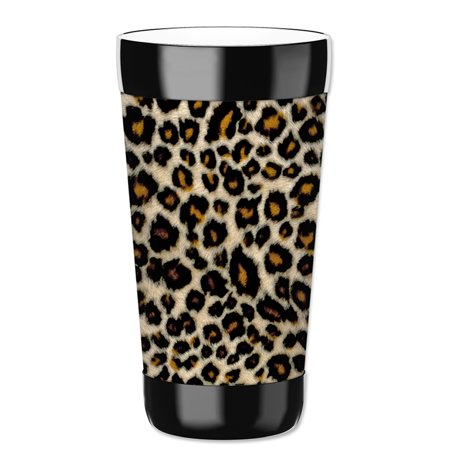 Insulated Drink Cups - Mugzie 16-Ounce Tumbler Drink Cup with Removable Insulated Wetsuit Cover - Small Leopard Spots