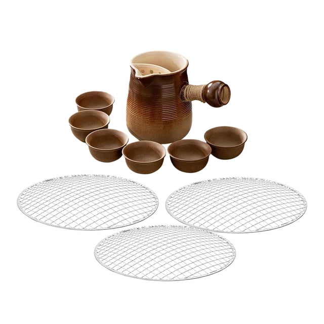 Tetera de cerámica con juego de tazas y tetera de red para cocinar té floreciente y hojas sueltas Marrón