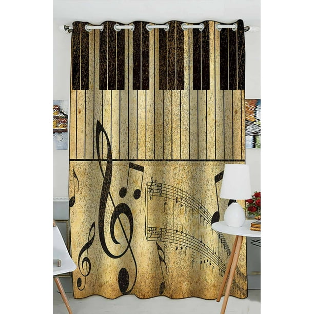 ABPHQTO Vintage Music Piano Window Curtain Kitchen Curtain Window