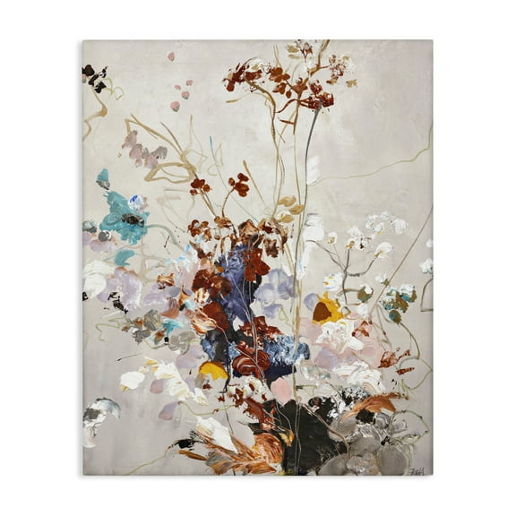 Stupell Industries Earth Tones Floral Abstraction Floral Painting Wrapped Canvas Canvas Art Print Wall Art, 16 x 20