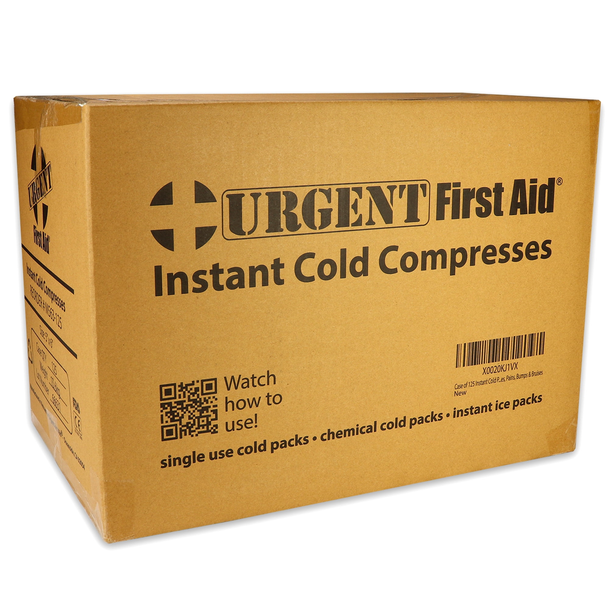 Case of 125 Instant Cold Packs, 5" x 6" - Disposable Cold Compresses - No pre-Chilling Required for Quick, Effective First aid Treatment & Relief of Aches, Pains, Bumps & Bruises