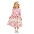 thumbnail image 2 of Angala 2 Piece Outfits For Girls Crew Neck Sleeveless Floral Pattern Dress With Solid Knit Cardigan Set Girls Autumn Daily Wear Clothes, 2 of 9