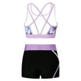 thumbnail image 2 of JanJean Kids Girls Sport Dance Outfit Sleeveless U Neck Crop Top with Patchwork Shorts Gymnastic Butterfly 16, 2 of 7