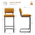 thumbnail image 4 of Zesthouse 30.5" Bar Stools Set of 2, Tufted Velvet Bar Height Stools Chairs with Back and Metal Legs, Mid Century Modern Barstools for Kitchen Island, Orange, 4 of 10
