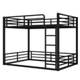 thumbnail image 4 of Harper & Bright Designs Metal Bunk Bed Full XL over Full XL with Stairs for Boys and Girls, Floor Bed with Guardrails for Bedroom, Black, 4 of 11