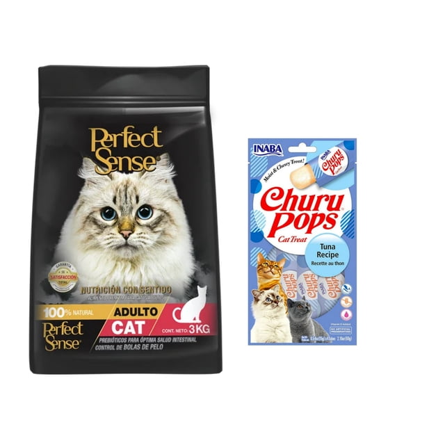 Perfect Sense Gato 3 Kg + Churu Pops Atún Snack 4 tubos de 15g
