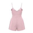 thumbnail image 6 of Cmfcve Women's Spaghetti Strap V Neck Romper Shorts High Waist Casual One Piece Jumpsuit Summer Sleeveless Loungewear with Pockets, 6 of 7