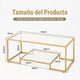 thumbnail image 3 of Costway Mesa de Centro Moderna de 2 Niveles Mesa de Café Auxiliar Rectangular Marco Metal Dorado Mesa Baja de Vidrio con Estante 114 x 51 x 43,5 cm, 3 of 9