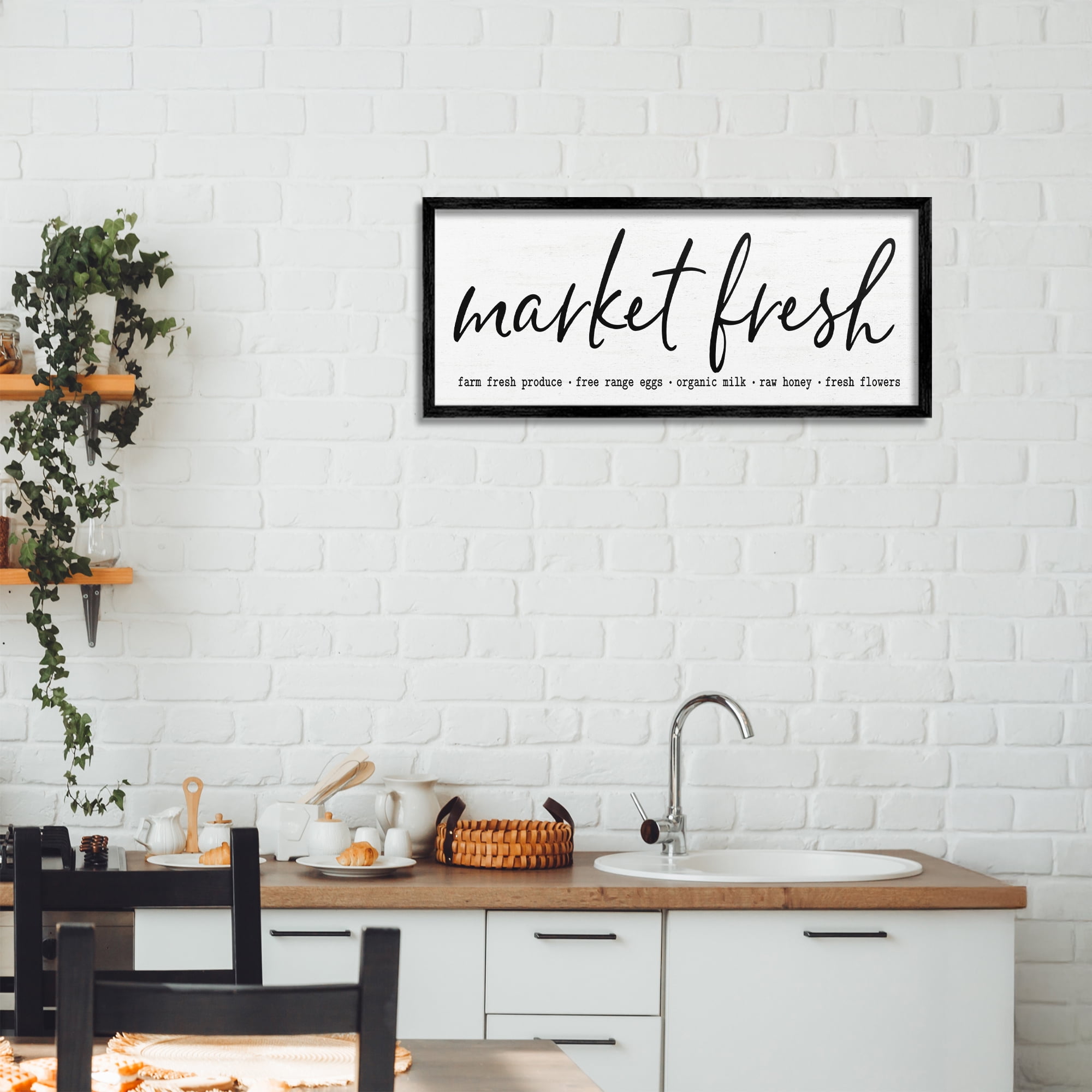 Market Fresh Organic Black Framed Giclee Art, design by Lettered and Lined