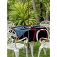 thumbnail image 2 of Outdoor Tablecloth with Umbrella Hole and Zipper, Black Red Round Table Cloth 60 Inch Waterproof Tablecloth, White Circle Geometric Abstract Texture Picnic Table Cover for Patio Camping, 2 of 7