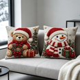 thumbnail image 5 of Christmas Pillow Covers 18x18 Set of 2, Rustic Santa SnowmanTeddy Bear Reindeer Winter Hoilday Decorative Throw Pillow Covers for Home Bedroom Living Room(B), 5 of 6