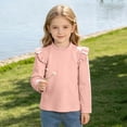 thumbnail image 5 of WDWYY Little Girls Cotton Long Sleeve Top Ruffle Shoulder Crew Neck Casual Loose Fit Soft T Shirt Pink 3-4 Years, 5 of 8