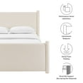 thumbnail image 3 of Platform Bed Frame, King, Ivory White, Velvet, Hotel Bedroom, Modern Contemporary, HB38149, 3 of 9
