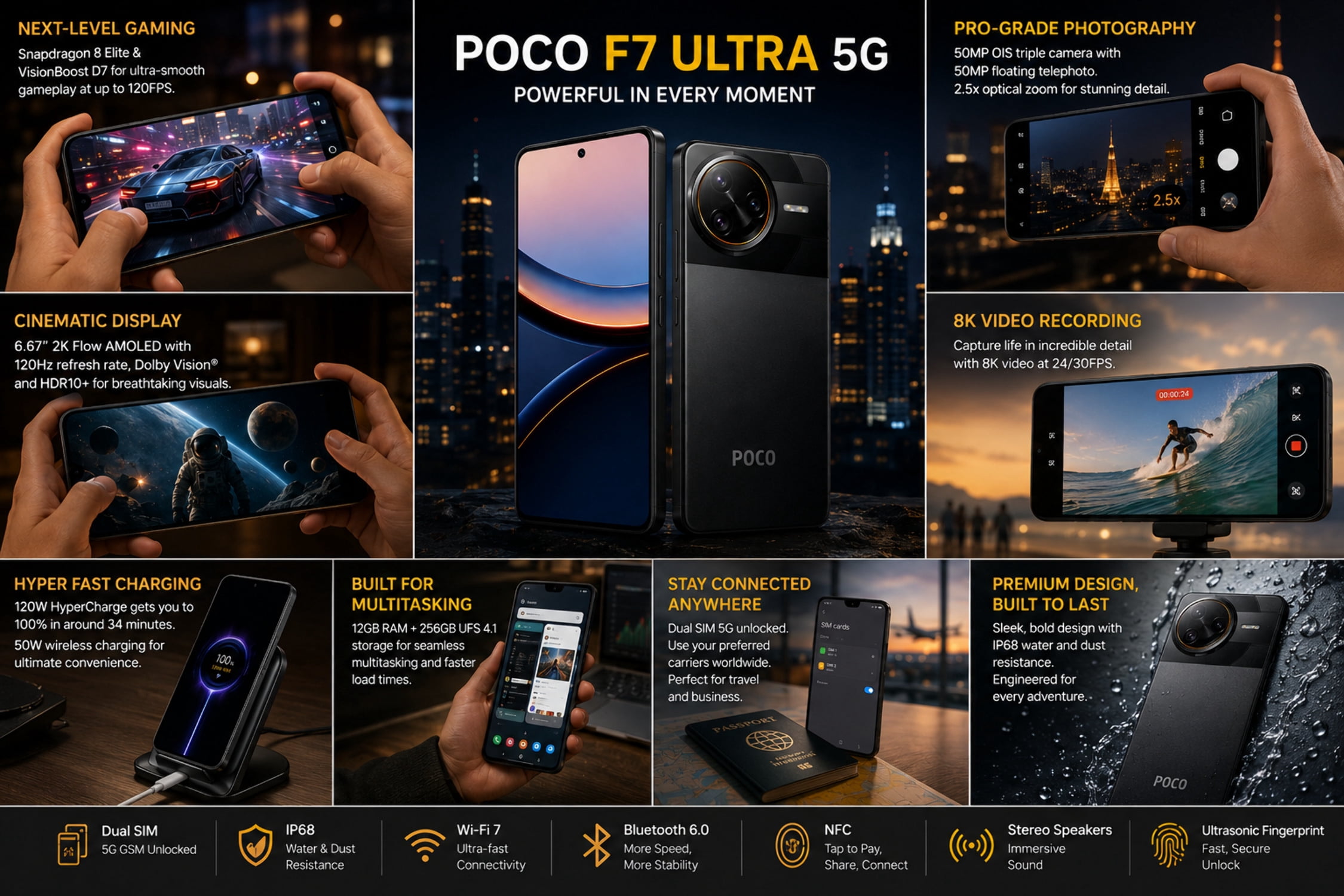 Xiaomi Poco F7 Ultra 5G 256GB ROM 12GB RAM Dual sim GSM Unlocked