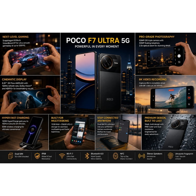 Xiaomi Poco F7 Ultra 5G 256GB ROM 12GB RAM Dual sim GSM Unlocked