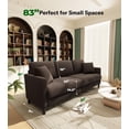 thumbnail image 2 of Welzona 83" Teddy Fabric Sofa, Modern 3-Seater Couch with 2 Throw Pillows, Tool-Free Assembly, Coffee, 2 of 9