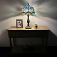 thumbnail image 2 of Tiffany Table Lamp Purple Blue Stained Glass Tulips Pull Chain Switches LED Bulbs Included for Living Room Dining Room Bedroom Bedside 12"W*12"D*22"H, 2 of 5