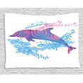 thumbnail image 1 of Sea Animals Decor Tapestry, Dolphin Figure with Colorful Patterns Underwater Life Illustration, Wall Hanging for Bedroom Living Room Dorm Decor, 60W X 40L Inches, Blue Purple Pink , by Ambesonne, 1 of 2