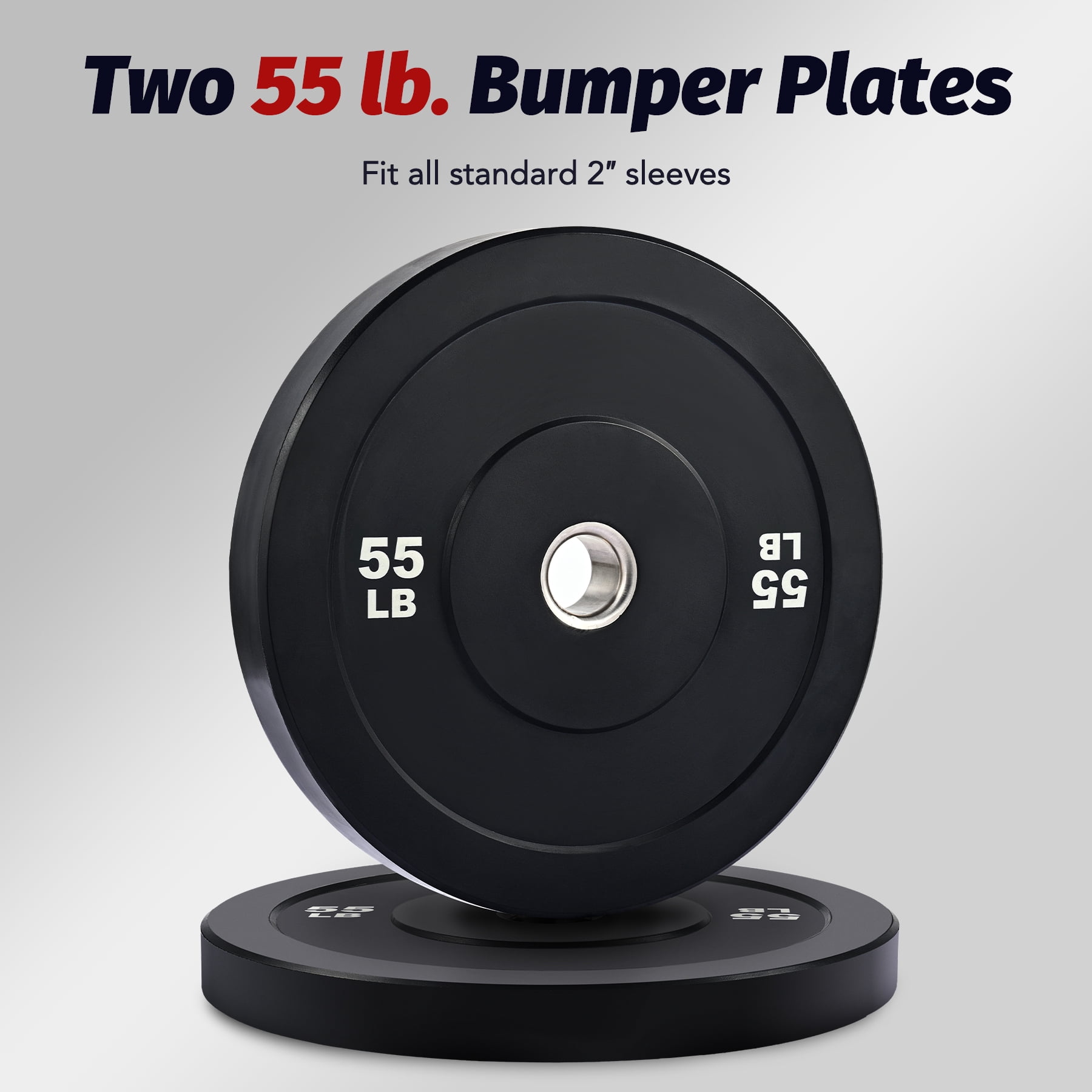 Preenex 55lb Bumper Plate Set Olympic Weight Plates for 2" Barbells & More Set of 2