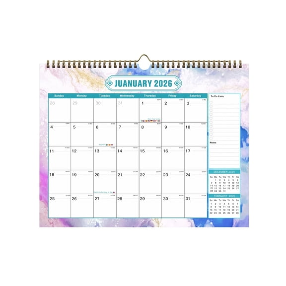 2026-2027 Wall Calendar Planner With Unlined Daily Blocks and Date Markings 18 Month runs from Jan 2026 to Jun 2027