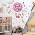 thumbnail image 3 of Calcomanías de globos de aire caliente para pared de animales, globos de flores, pegatinas de pared de conejo, decoración de pared para sala de juegos de dormitorio de niñas y bebés, 3 of 5