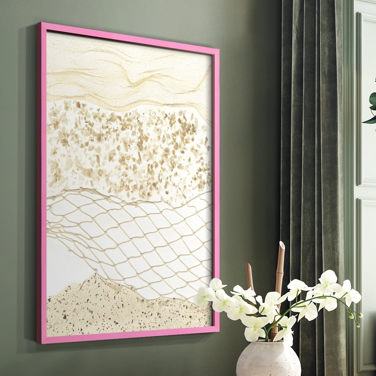 Coast Away I Framed Print in Pink Solid Wood Framed Print No Nail Hanging