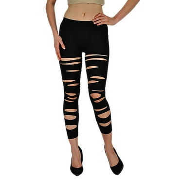 Vivian's Fashions Capri Leggings - Front Slashed, Junior Size (Black, 3X)