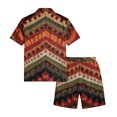 thumbnail image 4 of Men's 2 Piece Summer Outfit Casual Short Sleeve Button Down Shirt and Drawstring Shorts Set Texture Print Vacation Tracksuit, 4 of 6