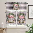 thumbnail image 2 of Merry Christmas Kitchen Curtains and Valances Set, Gnome Pine Leaf Wreath Snow Pink Black Plaid Rod Pocket Window Valance Window Curtain Panels for Living Room Bedroom Laundry, 27.5x24in, 3 Pieces, 2 of 7