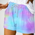 thumbnail image 2 of MIUOWANP Women's Elastic Waist Shorts with Pockets Tie-Dyed High-Waist Pants Breathable Casual Shorts Size XL(10)Blue, 2 of 3
