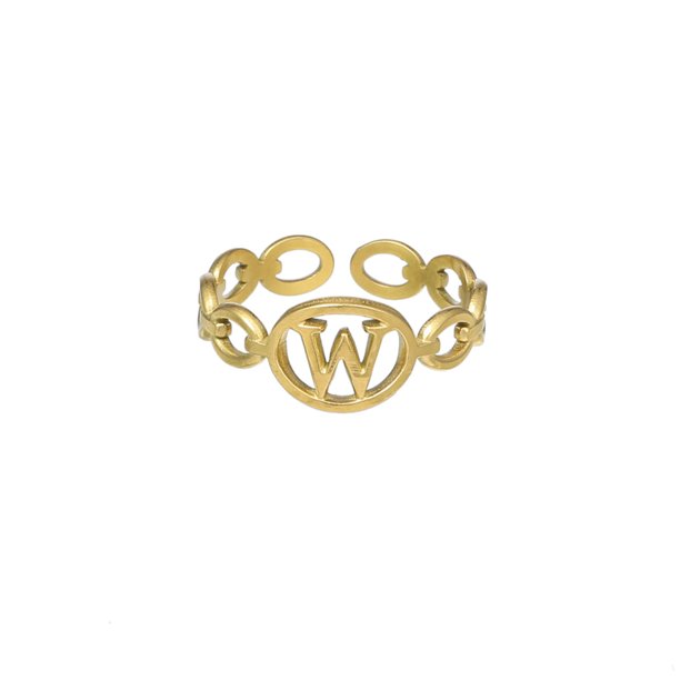 Anillo de 26 letras chapado en oro de acero de titanio Anillo de dedo índice de apertura en inglés Anillo hueco Wmkox8yi sjalhkljlk1986