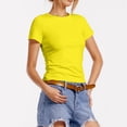 thumbnail image 2 of Gunia Women T Shirts Slim Fit Fashion Basic Short Sleeve T Shirt Casual Tee Tops Summer T Shirts For Women Yellow S, 2 of 6