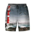 thumbnail image 4 of Lsque Mens Swim Trunks 3d Lighthouse in the Surf Pattern - Bathing Suit Compression Liner - Beach Swim Shorts Swimwear - (S-3XL) - Stretch Quick Dry -X-Large, 4 of 9