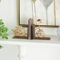 thumbnail image 3 of DecMode 7" Bike Brass Wood Bookends (Set of 2), 3 of 11