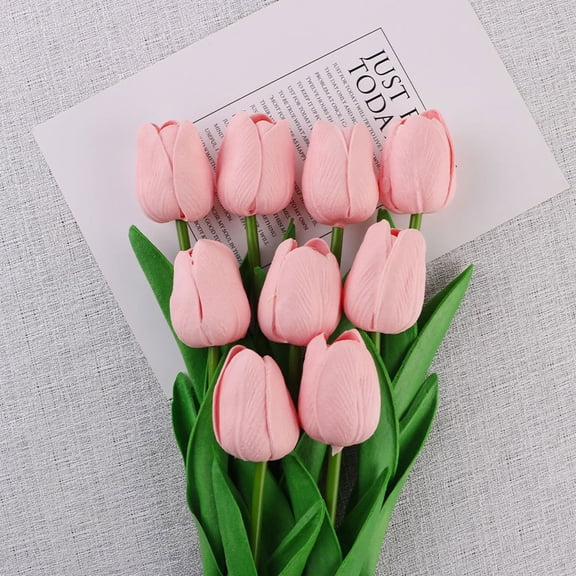 Artificial Tulip Bouquet, Elegant Home Decor Flowers, Lifelike Floral Bouquet, Realistic Tulip Flower Decorative Centerpiece for Living Room and Dining Table, Pink 13.4 In (1Pcs)