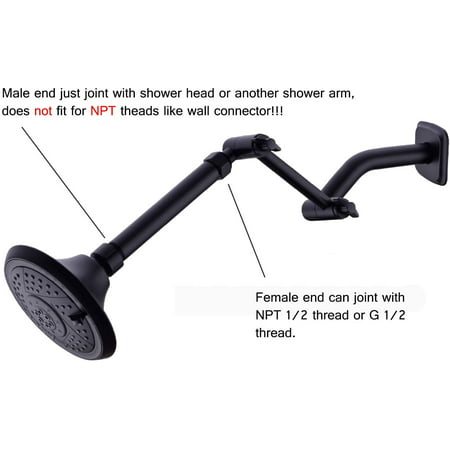 Shower Arm Extension 6 Inch Stainless, Shower Head Extension Arm Matte Black