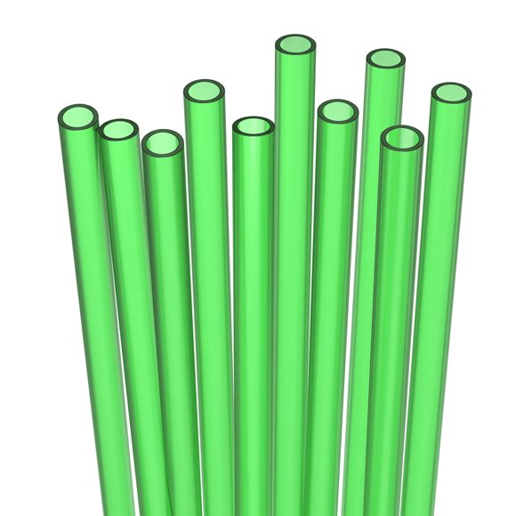 Fiesta First 10 Pajitas Cortas Reutilizables De Plástico Duro De Color Verde, Ancho Medio + Cepillo De Limpieza Resistente, Para Cócteles, Tazas Pequeñas, Bebidas Para Niños, Aptas Para Lavavajillas,
