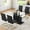 Black + Gold Black, variant on 7-Piece Glass Dining Table Set, 63" Rectangular Tempered Glass Table with 6 Stainless Steel PU Leather Cantilever Chairs, Stainless Steel Legs, for Dining Room, Living Room, Office