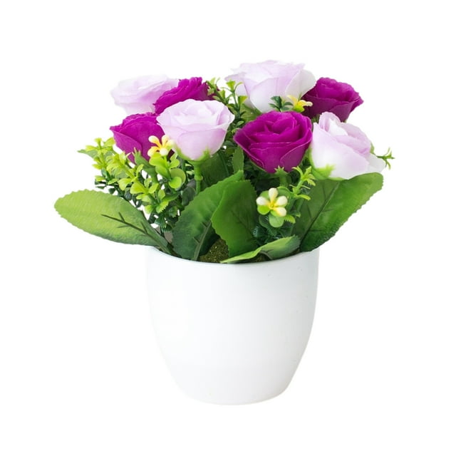 DecoBloom Rose en Pot Arrangement Floral pour Intérieur Élégant et Centre de Table