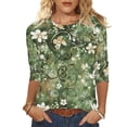 thumbnail image 2 of Mifsaly Casual Tops for Women Cotton 3/4 Sleeve Tunic Top Boho Vintage Print Work Blouse Spring Summer Loose Casual Everyday Shirts L, 2 of 5