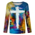 thumbnail image 4 of Women Long Sleeve Tops Classic Novelty Gradient Printed Clearance Blouse, 4 of 5