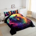 thumbnail image 3 of Exotic Wolf Comforter Set Rainbow Starry Sky Queen Bedding Sets ,Galaxy Quilt Glitter Moon Gothic Duvet Insert,Western Woodland Wild Animal Themed Room Decor, 3 of 5